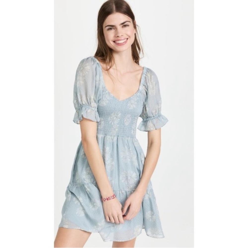 Madewell Silk Lucie Smocked Mini Dress in Moody Blooms Medium